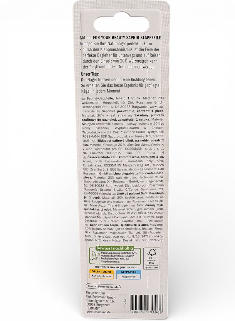 ROSSMANN German Brand-Sapphire Folding Nail File – Compact and Eco-Friendly Nail Care Solution - Image 3